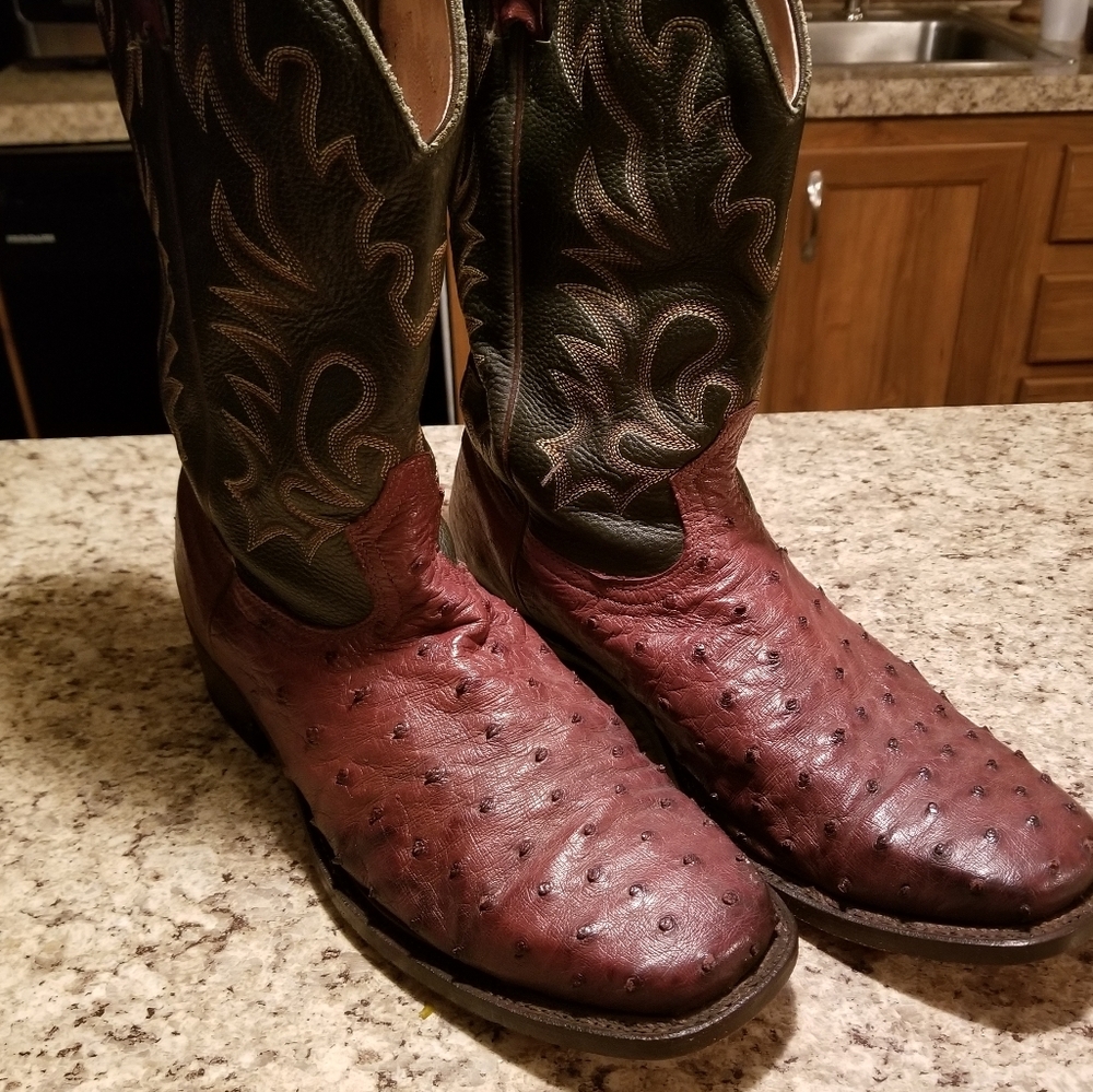 Boulet full quilled ostrich skin boots